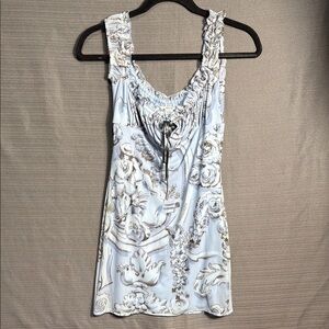 Kimchi Blue Small Elegant Blue and‎ White Ruched Dress